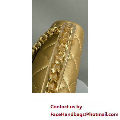 Chanel Lambskin, Resin  &  Gold-Tone Metal Mini Flap Bag with Top Handle AS4847 Gold 2024